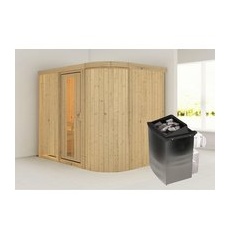 KARIBU Sauna »Saue 4«, inkl. 9 kW Saunaofen mit integrierter Steuerung, für 3 Personen - beige