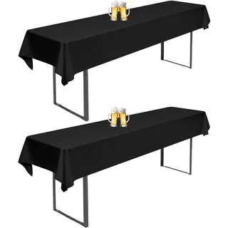 2 Stück Biertisch Tischdecke Schwarz Universal für 50cm u.70cm Biertische Hussen für Biertisch Biertischhussen Rechteckige Tischdecken Waschbar 110x260cm (Schwarz)