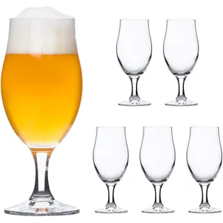 Bormioli Rocco | 6er-Set Bierglas Executive | edle Bier-Tulpe | Stiel-Gläser klar | Cocktail-Becher | Glas-Geschirr | Party-Kelche