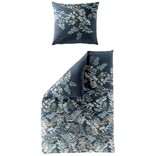 BIERBAUM Bettwäsche Mako-Satin blau ( 155x220cm, mit 1 Kissen) - 155x220cm, mit 1 Kissen