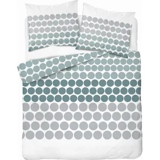Bettwäsche Set 220x200 Satin Microfaser Punkte Grau Grün