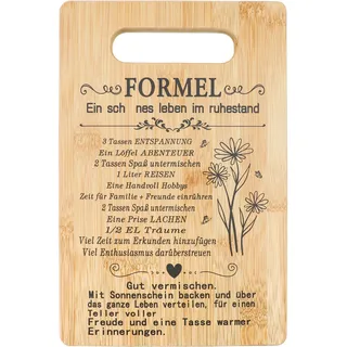 UptVin Ruhestand Geschenk Schneidebrett, Bambus Frühstücksbrett mit Gravur, Abschiedsgeschenk Rentner Frau Mann Kollege, Rente Geschenk Idee, 29,5x19x1,2 cm