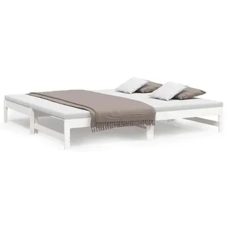 vidaXL Tagesbett Ausziehbar Weiß 2x(100x200) cm Massivholz Kiefer - Weiß