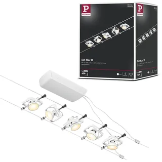 Paulmann 94432 CorDuo Seilsytem Set Mac II Basisset - Weiß matt Drahtseil Kunststoff GU5,3