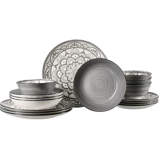 Tafelservice RITZENHOFF & BREKER "Doha", grau, 16 Stk., Porzellan, Geschirr-Sets, Tafelservice, Teller Set, aus Porzellan für 4 Personen