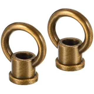 sourcing map 2 Stück Ösenmutter 15kg max. Belastung 29x35mm M10 Gewinde Ringform Weibliche Schlaufe für Hängelampe Kronleuchter Gold Bronze