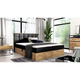 Boxspringbett Schlafzimmerbett KALYPSO 180x220cm Stoff Schwarz inkl. Bettkasten