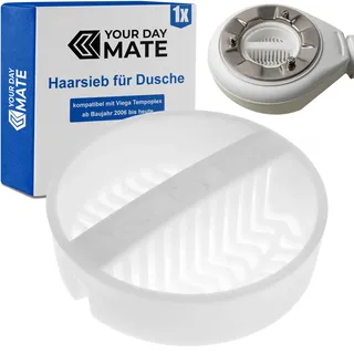Haarsieb für Dusche, 1 Stück, Weiß, kompatibel mit Viega Tempoplex ab Baujahr 2006 bis Heute, Ersatz Tauchrohr Haarfänger Dusche für Modell 6961.96, 582 951, Haarfilter Siebeinsatz Duschablauf Siphon