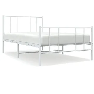 vidaXL Bettgestell mit Kopf- und Fußteil Metall Weiß 90x200 cm - Weiß