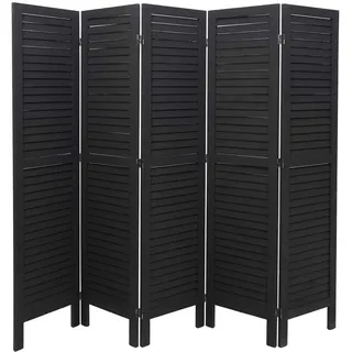 MCW Paravent Anthrazit , Holz , Paulownia , 200x170x2 cm , Wohnzimmer, Raumteiler, Paravents