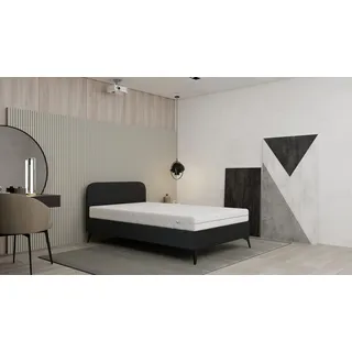 Polsterbett MAVILO - Komfortbett mit Stauraum, Einzelbett, 120x200cm,Schwarz, Bonellfederkernmatratze, H2/H3 - Schwarz