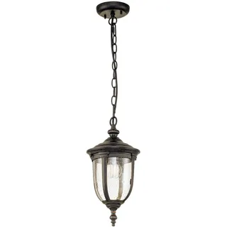 Hängeleuchte Außen Pendelleuchte Aluminium Regenglas IP44 18,5 cm Breit Rustikal