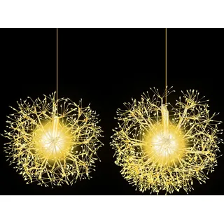 COSTWAY 2er Leuchtkugel Weihnachten Ø44/54cm zum Hinhängen,  LED Dekokugel, Weihnachtskugel, Weihnachtsdeko, Weihnachtsbeleuchtung - Gold