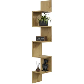 Eckregal MIDI Eiche Artisan – elegantes Hängeregal in moderner Holzoptik, platzsparendes Wand-Eckregal für Bücher und Dekoration