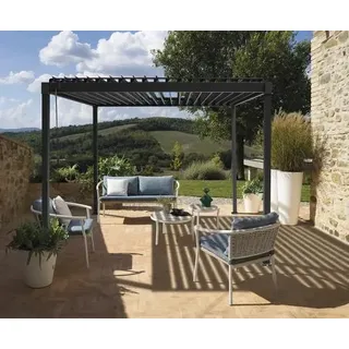 Pergola mit Lamellendach, Pfostenstärke 8 x 8 cm, 3 x 3 m anthrazit - ähnlich RAL7015 - Schwarz