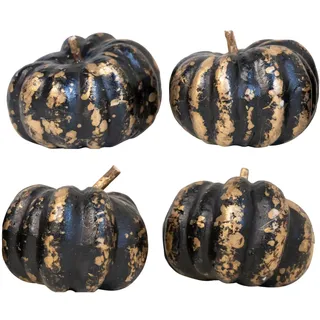 Heitmann Deco – Kürbis Set 4er in Schwarz – Herbst- & Halloween-Deko, ca. 15 x 15 cm, für Tisch, Fensterbank & Regal