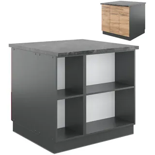 Vicco Kochinsel Fame-Line 90 x 82 x 60 cm Goldkraft Eiche/Anthrazit