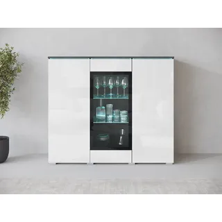 INOSIGN Highboard »Vera« Highboard mit 4 Türen, 9 Fächern, verglasten Türen, schwarz-weiß