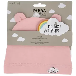 Parsa Baby Babymütze mit Ohren und Wolkenstickerei - rosa