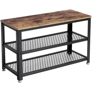 Vasagle Schuhbank mit 2 Gitterablagen 30 cm x 73 cm x 45 cm Braun-Schwarz