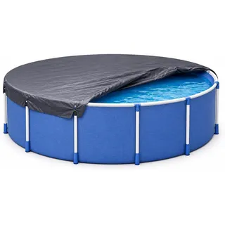 Poolplane rund 200 g/m2 – Schwarze Solar Poolabdeckung für Sommer & Winter – UV-resistente Poolabdeckplane (366 – 400 cm (Ø 460 cm))