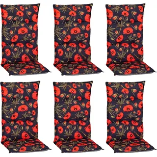 Beo Sitzauflage Hochlehner Trondheim 6er-Set mit roten Mohnblüten