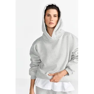 Hoodie RICHROYAL, Damen, Gr. S, silber mist, Sweatware, Obermaterial: 60% Baumwolle, 40% Polyester, unifarben, oversize normal, Rundhals, Bündchen, Sweatshirts Hoodie, mit Strasssteinen, oversized fit