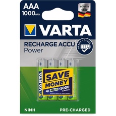 Varta 1 x 4 Professional Nimh 1000 mAh AAA Nickel-Metallhydrid (Nimh) 1000 mAh 1,2 V Wiederaufladbarer Akku - Ila Akku wiederaufladbar (1000 Mah, Nickel-Metallhydrid (Nimh), AAA, 1,2 V, Silber)