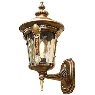 Mengjay Aluminiumguss Wasserdicht IP23 Außenwandleuchte Retro Vintage, Glas-Schirm Antik Außenlampe, Innen Und Außen Wandleuchte E27 Fassung Außenleuchte, Für Terrasse Balkon Treppen Garten (Big)