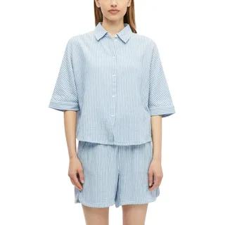 s.Oliver Damen Bluse – Oversize, strukturiert, gestreift, Hemdkragen mit Faltendetail