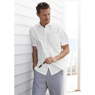 Kurzarmhemd H.I.S, Herren, Gr. S (37/38), N-Gr, weiß, Web, Obermaterial: 100% Baumwolle, unifarben, regular fit, Rundhals, abgesteppte Kante, Hemden Kurzarmhemd, mit Kentkragen, Oxford-Qualität aus reiner Baumwolle, Topseller
