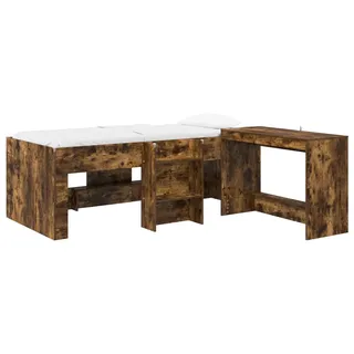 vidaXL Hochbett mit Schreibtisch für Kinder 2 stk. Räuchereiche - Braun
