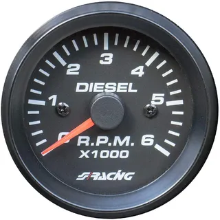 Simoni Racing TM/BD Black Line 2" Drehzahlmesser 0-6000 RPM für Dieselfahrzeuge
