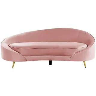 Beliani 3-Sitzer-Sofa Samtstoff Pastellrosa Savar , Rosa , Textil , 183x69x84 cm , Wohnzimmer, Sofas & Couches, Sofas, 3-Sitzer Sofas