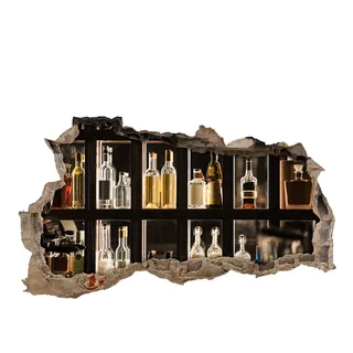 3D Wandtattoo Mauerloch Wandsticker Wandaufkleber Durchbruch Städte Landschaft Abenteuer selbstklebend H 60 x B 100 Schlafzimmer Wohnzimmer (WL62 Bar)