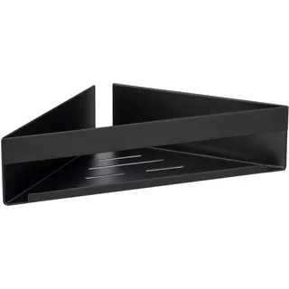 Wenko Turbo-Loc Genova Black, Eck Badablage, Befestigen ohne Bohren, 36 x 8 x 17 cm, Schwarz