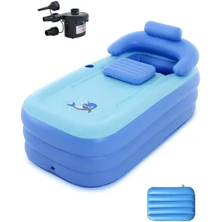 Aufblasbare Badewanne Erwachsene | Elektrische Pumpe & 3 Kammern Design | Tragbare Faltwanne für Bad, Balkon & Camping