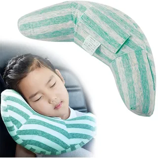 Gurtpolster für Kinder - Auto Schlafkissen Reise Nackenkissen Nackenhörnchen Sicherheitsgurt Auto sitz Kopfkissen Gürtel Pillow Schulterschutz Maschinenwaschbar Super weich (Blau)