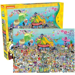 Aquarius Spongebob Schwammkopf 1000-teiliges Puzzle zum 25. Jubiläum, Modernes, Mehrfarbiges Rechteckiges Puzzle aus Karton, Offizielles Lizenzprodukt und Sammlerstück, 55,9 x 71,1 cm