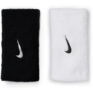 Nike Swoosh Classic Doublewide Wristbands 2er Pack Schweißbänder Tennis Fitness Running Handgelenkbänder breit, Black/White/Black, One Size