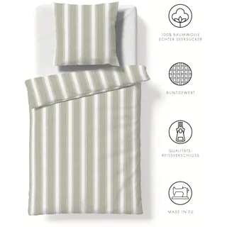 FLEURESSE Bettwäsche »Rio« Seersucker, 100% Baumwolle, bügelfrei, atmungsaktiv, OEKO-TEX®, grün