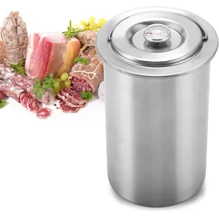 RoseFlower Rostfreier Schinkenkocher, Schinkenmacher Edelstahl Schinkenpresse Fleischpresse mit Thermometer für hausgemachtes Schinkenfleisch |Silber, 11 x 10 x 18cm