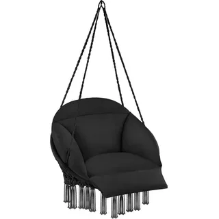 tectake Hängesessel Samira, 80 x 81 x 139 cm, schwarz , Schwarz , Kunststoff , Baum/Pflanze/Natur , 80x139x81 cm , Gartenmöbel, Gartenschaukeln, Hängesessel
