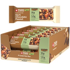Bild Dark Chocolate Peanut Nussriegel vegan 18x46g – Riegel aus ganzen Nüssen mit 22% Protein, plant based, ohne Zuckerzusatz, ohne künstliche Aromen