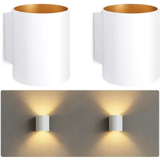 SSC-LUXon TUANI 2er Set Wandlampe Innen weiß gold - moderne Wandbeleuchtung Up Down im Retro Design mit 1x G9 Fassung 230 V