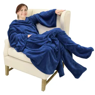 Catalonia Classy Kuscheldecke mit Ärmeln und Fußtasche zum Anziehen Fleece | Flauschig warme Fleecedecke, TV-Decke & Sofadecke für Erwachsene, Einheitsgröße 190x135 cm, Geschenk für Damen & Herren