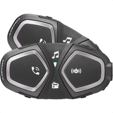 INTERPHONE Connect - Doppelpack - Bluetooth-Kommunikationssystem für Motorräder - Bis zu 2 Reiters, 300Mt Reichweite - 12 Std Sprechzeit, 40 Tage Standby-Zeit - Radio - GPS - Waterproof IP67