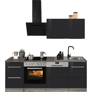 kochstation Küchenzeile KS-Brindisi 220 cm schwarz
