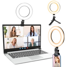 UBeesize Ringlicht Laptop, 6''Ringleuchte mit Stativ&Clip, Videokonferenz Licht 5 Beleuchtungsmodi/5Helligkeiten