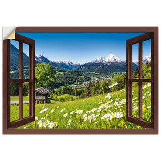 Artland Wandbild »Fensterblick Bayerischen Alpen«, Berge, (1 St.), als Alubild, Outdoorbild, Leinwandbild, Poster, Wandaufkleber, braun